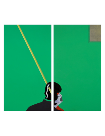 Enigma, tecnica mista su tela, 90x102cm(dittico, 90x50cm cad.), 2018 - Iacopo Pesenti