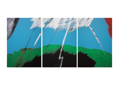 Tra realtà e sogno, tecnica mista su tela, 100x70cm cad. (trittico, 100x214cm ca.), 2024 - Iacopo Pesenti